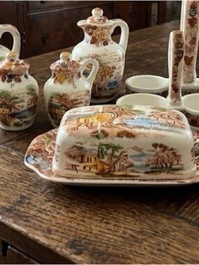 COTTAGE CORE  MID CENTURY “MOUNTAIN WOOD LAND”  IMPORTED BY NASCO. COLLECTIBLE